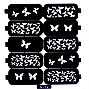 Трафарет для дизайна ногтей 2 бабочки