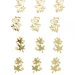 Наклейка для ногтей 107 Цветы и листики золотые