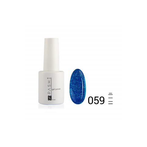 Цветной гель-лак PASHE №059 Блестящий синий, 9 мл.