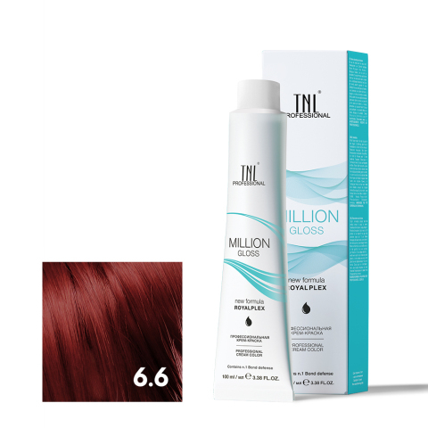 TNL 6.6 Крем-краска для волос Million Gloss, темный блонд красный, 100 мл.