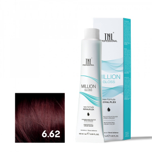 TNL 6.62 Крем-краска для волос Million Gloss, темный блонд красный фиолетовый, 100 мл.