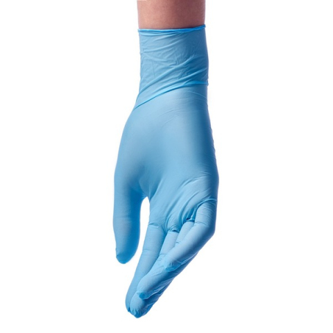 1036 БИНОВИ Перчатки нитриловые текстурированные на пальцах, XL 50 пар, Голубые