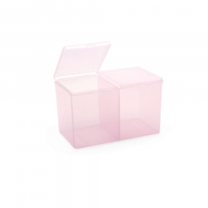 Пластиковый контейнер двухсекционный, прозрачно-розовый