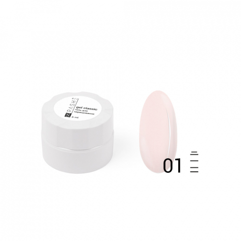 Гель для наращивания ногтей PASHE №01 прозрачный нежно-розовый, 10 мл.