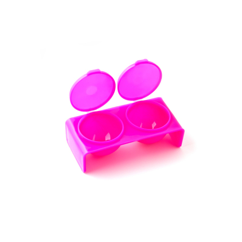 Пластиковый контейнер двухсекционный с крышкой розовый