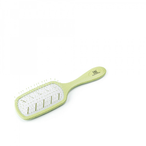 206259 TNL Щетка массажная для волос Bio прямоугольная, 68*228 мм, зеленая