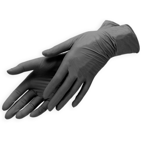 БИНОВИ Перчатки нитриловые текстурированные на пальцах, L 100 пар, Черные