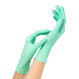 5579 БИНОВИ Перчатки нитриловые текстурированные на пальцах, S 50 пар, Зеленые