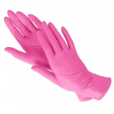 5517 БИНОВИ Перчатки нитриловые текстурированные на пальцах, XS 50 пар, Розовые