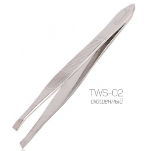 Cosmake TWS-02 Пинцет серебро скошенный