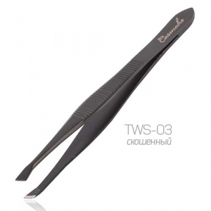 Cosmake TWS-03 Пинцет черный скошенный