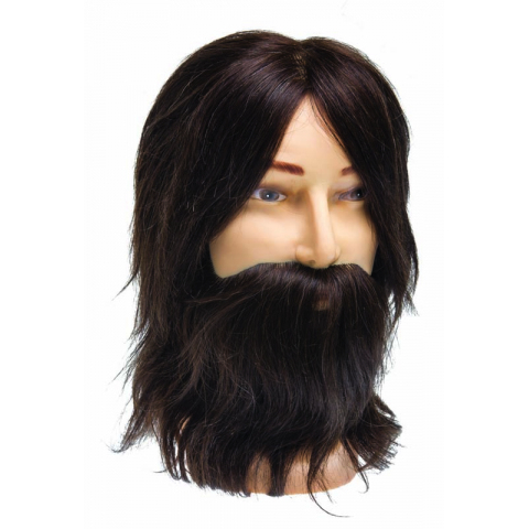 M-880BD-6 Голова муж."шатен",натур.волосы с усами и бородой 35 см