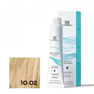 TNL 10.02 Крем-краска для волос Million Gloss, платиновый блонд прозрачный фиолетовый, 100 мл.