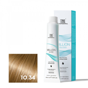 TNL 10.34 Крем-краска для волос Million Gloss, платиновый блонд золотистый медный, 100 мл.