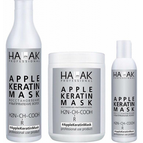 Halak Рабочий состав Apple КЕРАТИН восстановление и выпрямление волос, 1000 мл.