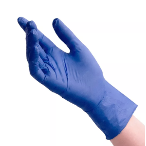 1234 БИНОВИ Перчатки нитриловые текстурированные на пальцах, S 50 пар, Сиренево-голубые