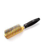 TNL Щетка массажная для волос прямоугольная, нейлоновые штифты, 40 мм, золотая