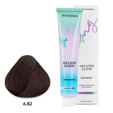 TNL 6.82 Крем-краска д/волос Б/А Million Glow Ammonia, тёмный блонд коричневый фиолетовый, 100 мл.