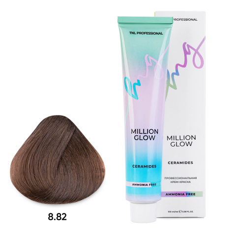 TNL 8.82 Крем-краска д/волос Б/А Million Glow Ammonia, светлый коричневый фиолетовый блонд, 100 мл.