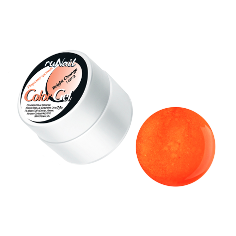 0092 RuNail Цветной УФ-Гель Ярко-оранжевый с перламутром, 7,5 гр.