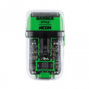 03-082 Green DEWAL Barber Style Neon Шейвер для проработки контуров бороды 7000 об/мин, аккум., 2 бр.гол.