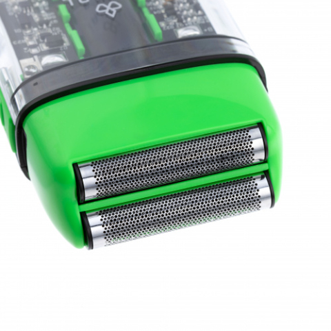 03-082 Green DEWAL Barber Style Neon Шейвер для проработки контуров бороды 7000 об/мин, аккум., 2 бр.гол.