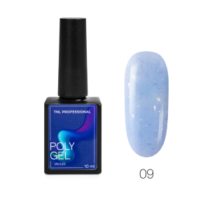 TNL Жидкий Poly Gel №09 - голубой с жемчужной поталью и шиммером, 10 мл.