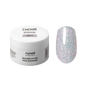 9871 RuNail Моделирующий светоотражающий УФ Builder гель MILK DIAMOND, 15 гр.