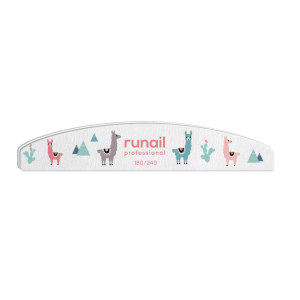 6645 RuNail Пилка Ламы белая полукруг, 180/240
