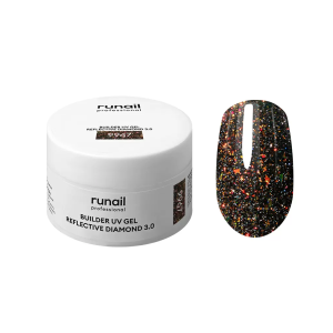 9967 RuNail Моделирующий УФ-гель светоотражающий BUILDER UV GEL REFLECTIVE DIAMOND 3.0, 15 гр.