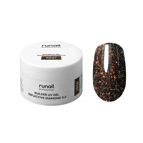 9967 RuNail Моделирующий УФ-гель светоотражающий BUILDER UV GEL REFLECTIVE DIAMOND 3.0, 15 гр.