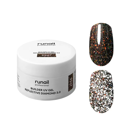 9967 RuNail Моделирующий УФ-гель светоотражающий BUILDER UV GEL REFLECTIVE DIAMOND 3.0, 15 гр.