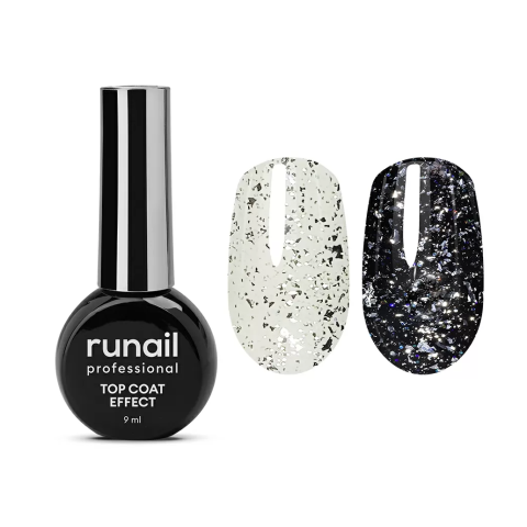 9908 RuNail Топ глянцевый Coat Effect Silver Potal, 9 мл.