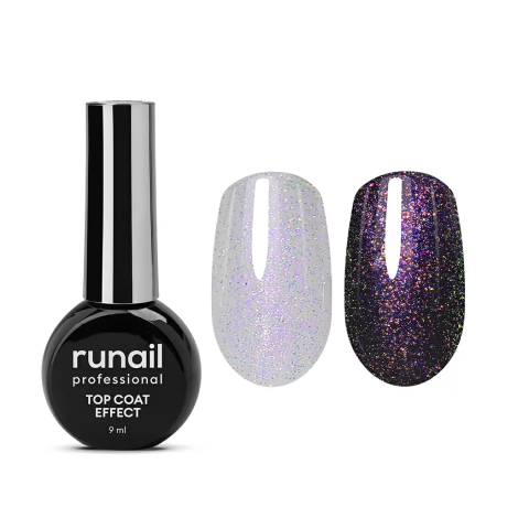 9909 RuNail Топ глянцевый Coat Effect Purple Aurora, 9 мл.