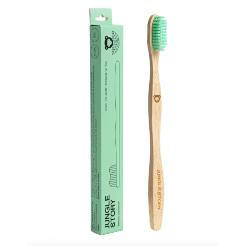 Зубная щётка Бамбуковая средней жесткости, зелёная