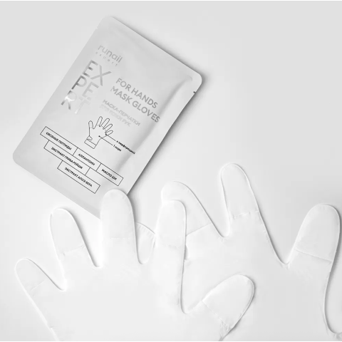 708 RuNail Маска-перчатки для кожи рук с овсяными пептидами, 1 пара